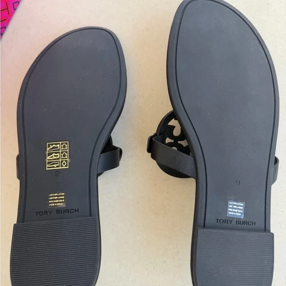 NIB TORY BURCH MILLER SOFT SANDAL  LEATHER PERFECT BLACK  WOMEN SIZE 9 - Picture 5 of 16